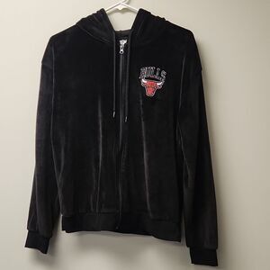 Chicago Bulls NBA Velour Jacket Hoodie L